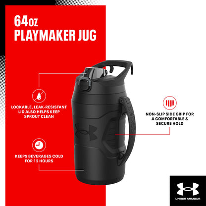 Under Armour Botella de Agua de Entrenamiento 64oz Playmaker Unisex, Color Gris, Unitalla