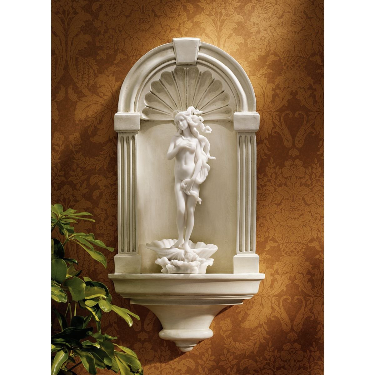 Design Toscano OS68708 Estante de exhibición de nicho de Pared de Estilo Europeo clásico, Grande, 30 Pulgadas, poliresina, Piedra Antigua