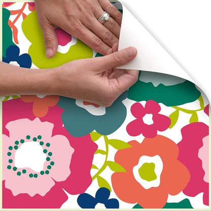 Con-Tact Brand Adorn FLRA-12N022-06 Adhesive Decorative and Removable Vinyl Floor, Flower Fields, Set of 6-12”x12” Tiles