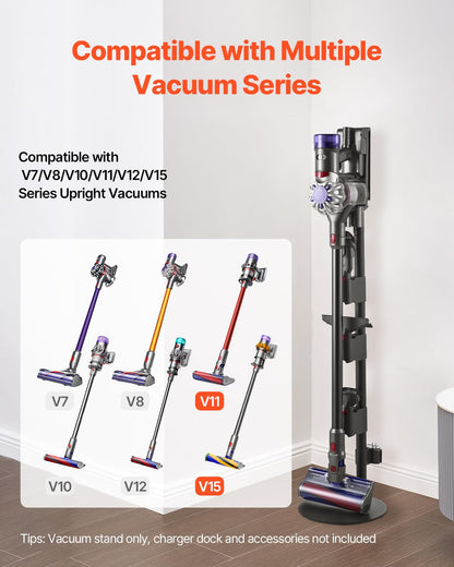 VEVOR Soporte de Aspiradora Compatible con Aspiradoras Verticales y Accesorios de las Series V7, V8, V10, V11, V12 y V15 Soporte Estable con 4 Almohadillas Antideslizantes, 3 Clips para 6 Cabezales