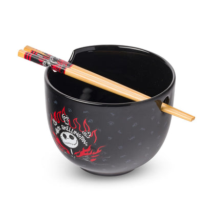 Silver Buffalo Tazón de Cerámica para Ramen con Palillos y Cuchara, 592 ml - Pesadilla antes de Navidad Jack