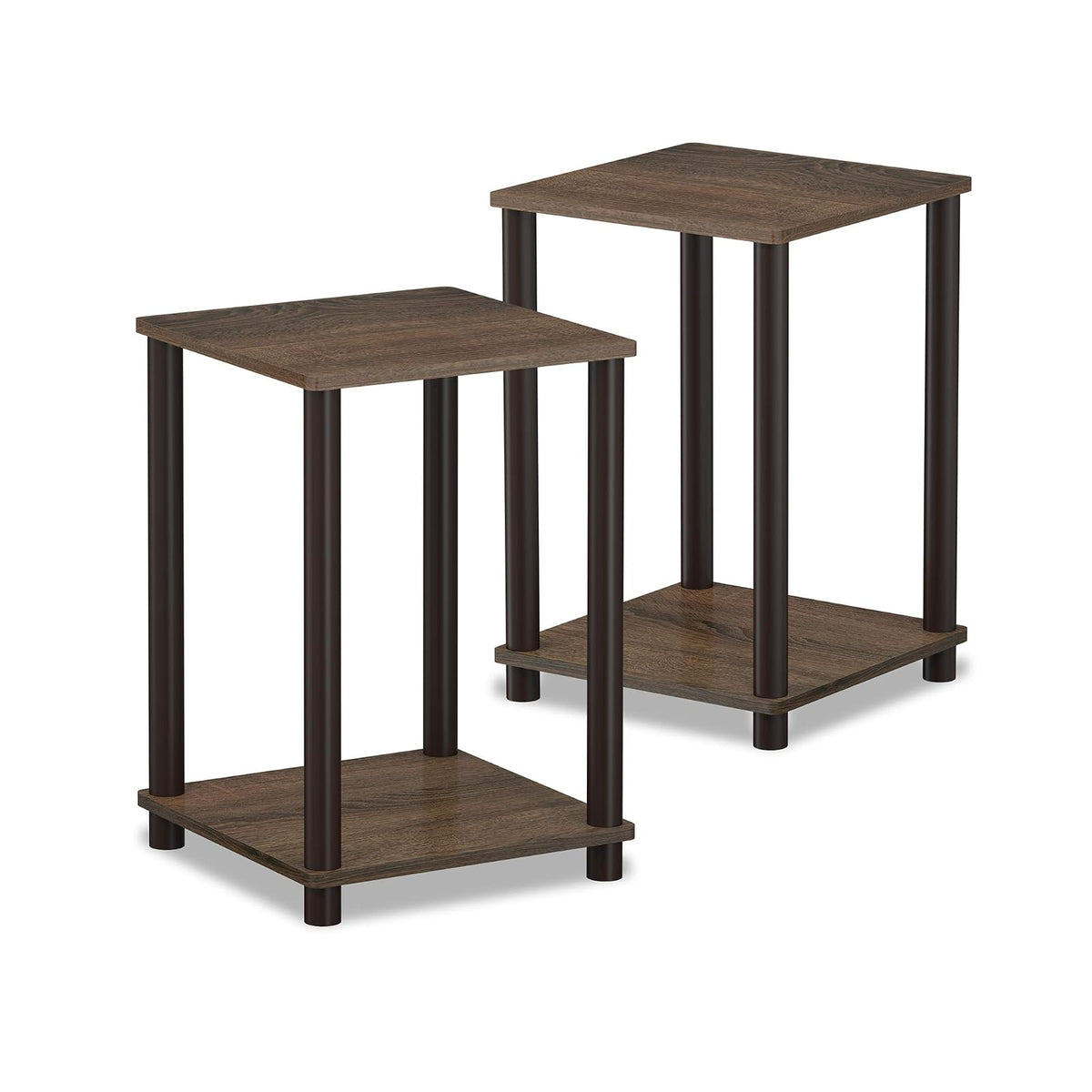Furinno 2-99800WN Turn-N-Tube Haydn 2-Pack End Table, Walnut/Brown