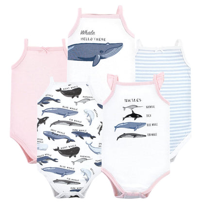 Hudson Baby Bodis sin mangas de algodón Conjunto de camiseta para bebé y niño pequeñoHombre - 6-9 Meses - Tipos de ballenas para niñas