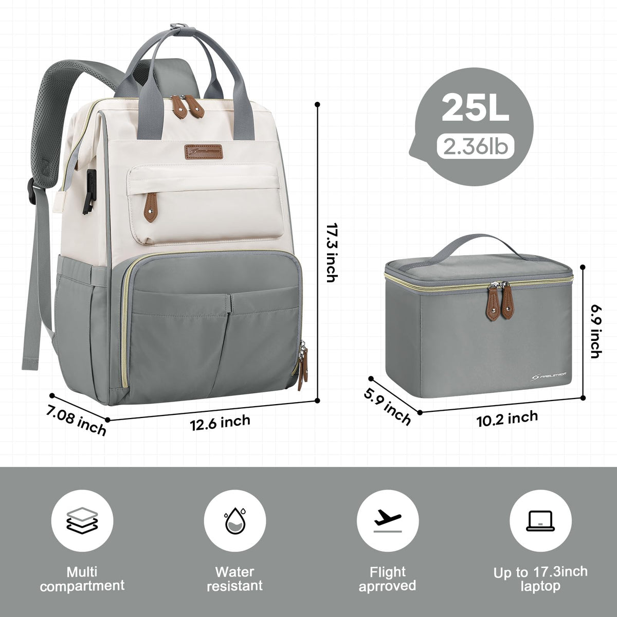 Maelstrom Mochila para Laptop 15.6-17.3" con Lonchera Térmica Mujer Hombre | Capacidad 25L, Aislamiento Térmico 3-5h, Puertos USB y Tipo-C, Antirrobo, Impermeable. Ideal Viajes y Desplazamientos