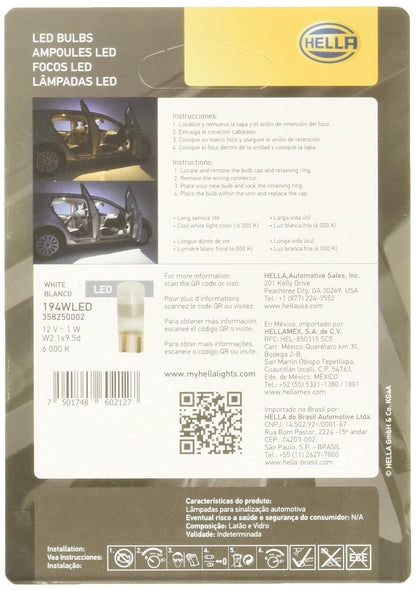 Hella Focos mini Led blister, tienen una Luz precisa, intensa y de aspecto moderno ideal para cualquier estilo de Automóvil, color Blanco, incluye un set de dos focos, CÓDIGO (194)