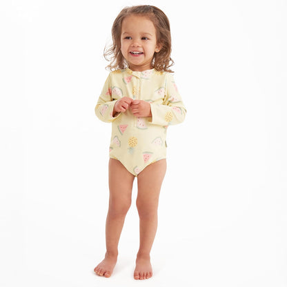 Gerber Traje de baño de una Pieza de Manga Larga para niños pequeños Traje de baño de una Sola Pieza para Bebé-Niñas