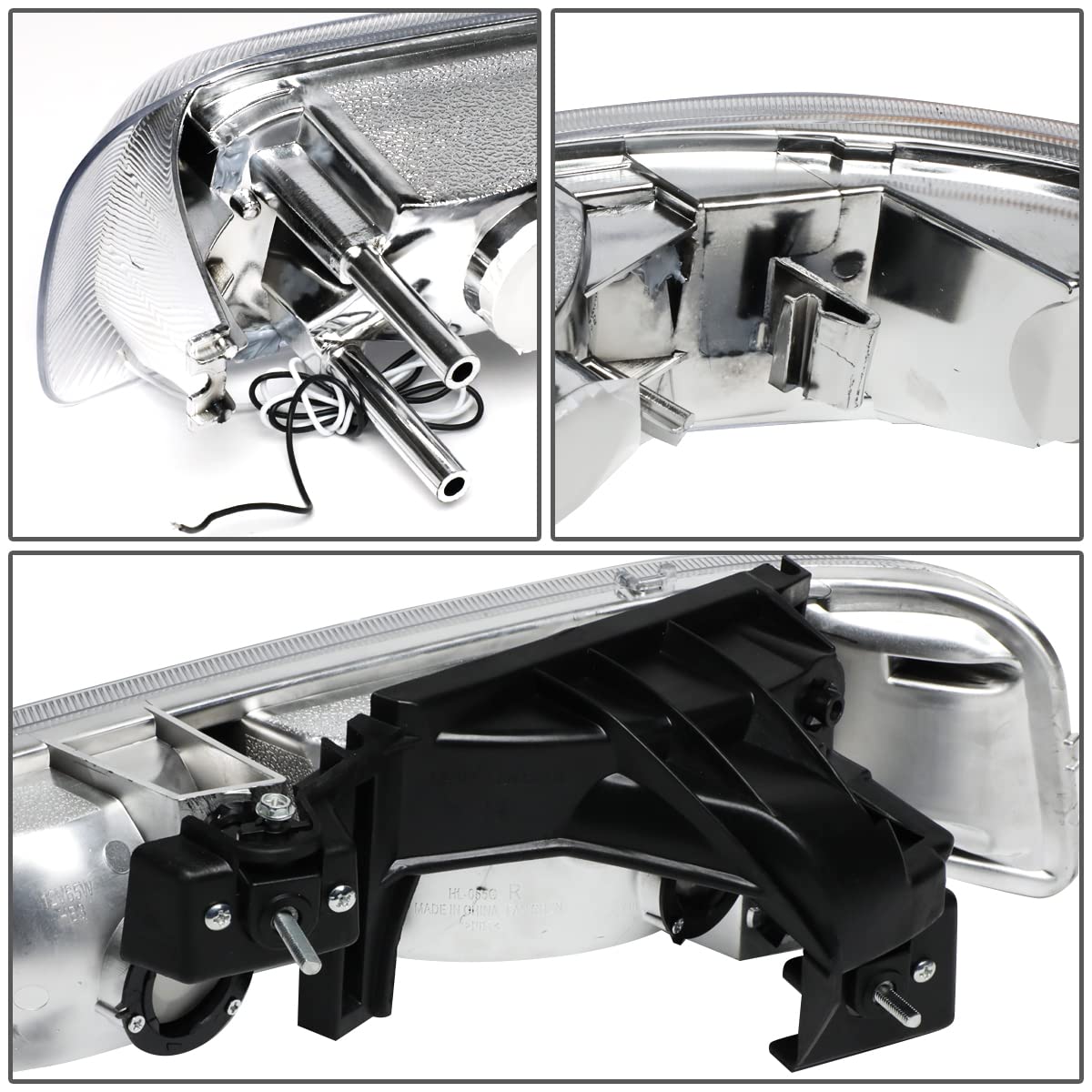 DNA Motoring Par de Faros Delanteros LED DRL de Repuesto para Chevrolet Silverado 1999-2002, Cromado/Transparente, HL-LB-CSIL99-CH-CL1