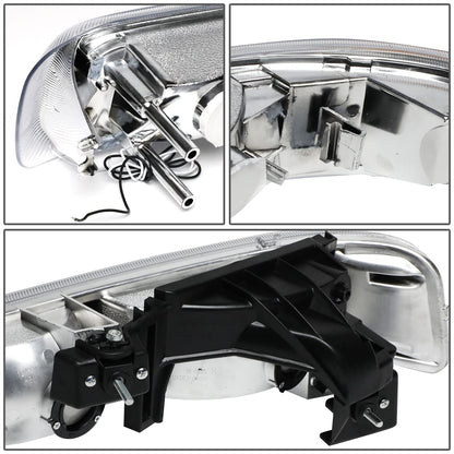 DNA Motoring Par de Faros Delanteros LED DRL de Repuesto para Chevrolet Silverado 1999-2002, Cromado/Transparente, HL-LB-CSIL99-CH-CL1