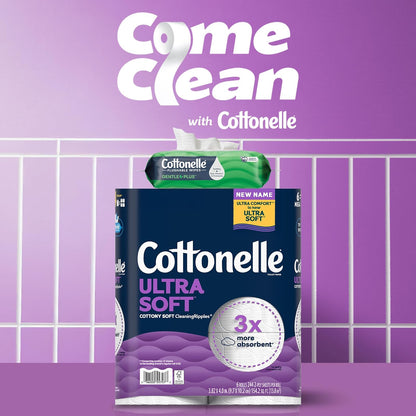 Cottonelle Ultra Comfort - Papel higiénico suave, 4 rollos mega = 16 rollos regulares