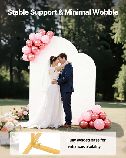 VEVOR Arco de Boda de Metal Color Dorado, 2,2 x 1,2 m/1,8 x 0,8 m, Arco de Globos con Cubierta para Bodas, Fiestas de Cumpleaños, Festivales y Ceremonias, Marco Superior Semicircular Arqueado