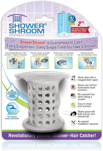 ShowerShroom Protector de desagüe de pie para la Ducha, Protector de Drenaje para caída de Cabello/cedazo, 5 cm, Gris, 1 - Gris