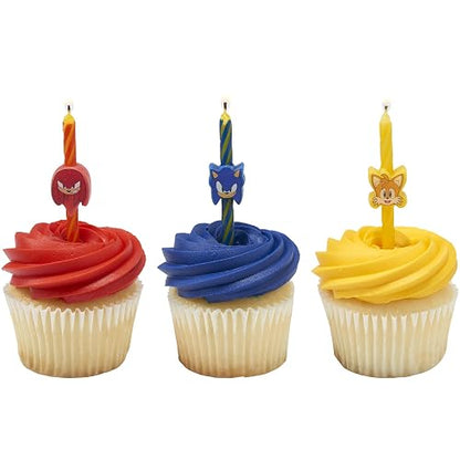 Sonic The Hedgehog - Velas de pastel de 6 cumpleaños con sonic, nudillos y colas, para fiesta Sonic