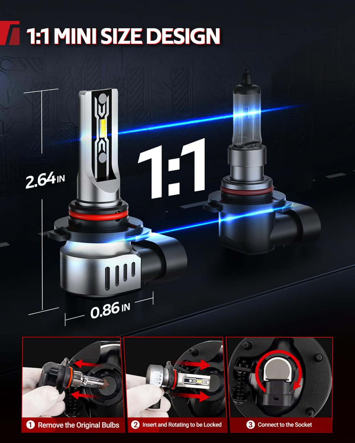 Torchbeam H13/H10 - Bombillas LED combinadas, 75000LM 6500K blanco brillante, 1:1 OEM ajuste con refrigeración dual mejorada, se adapta a Ford F150 2004-2014, F250/F350 2005-2020, Dodge Dakota 2005
