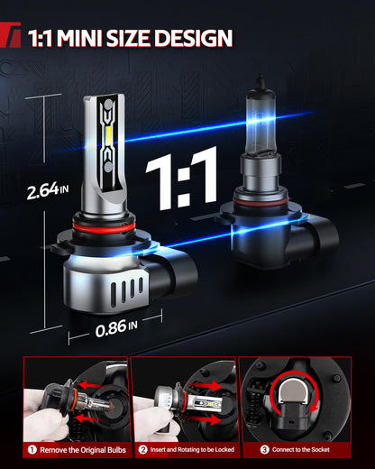 Torchbeam H13/H10 - Bombillas LED combinadas, 75000LM 6500K blanco brillante, 1:1 OEM ajuste con refrigeración dual mejorada, se adapta a Ford F150 2004-2014, F250/F350 2005-2020, Dodge Dakota 2005