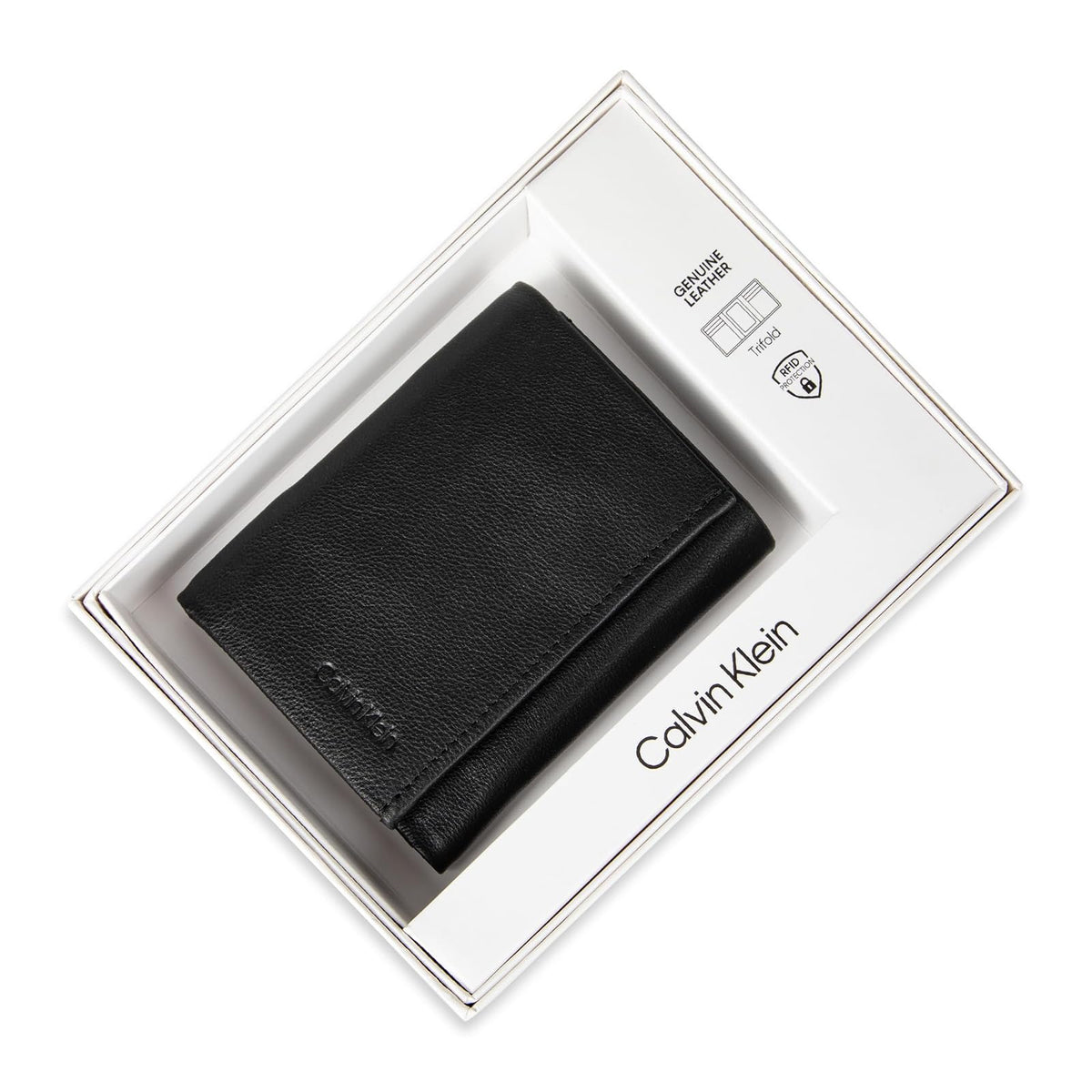 Calvin Klein portafolios triple de piel RFID para hombre, Negro -, Talla única