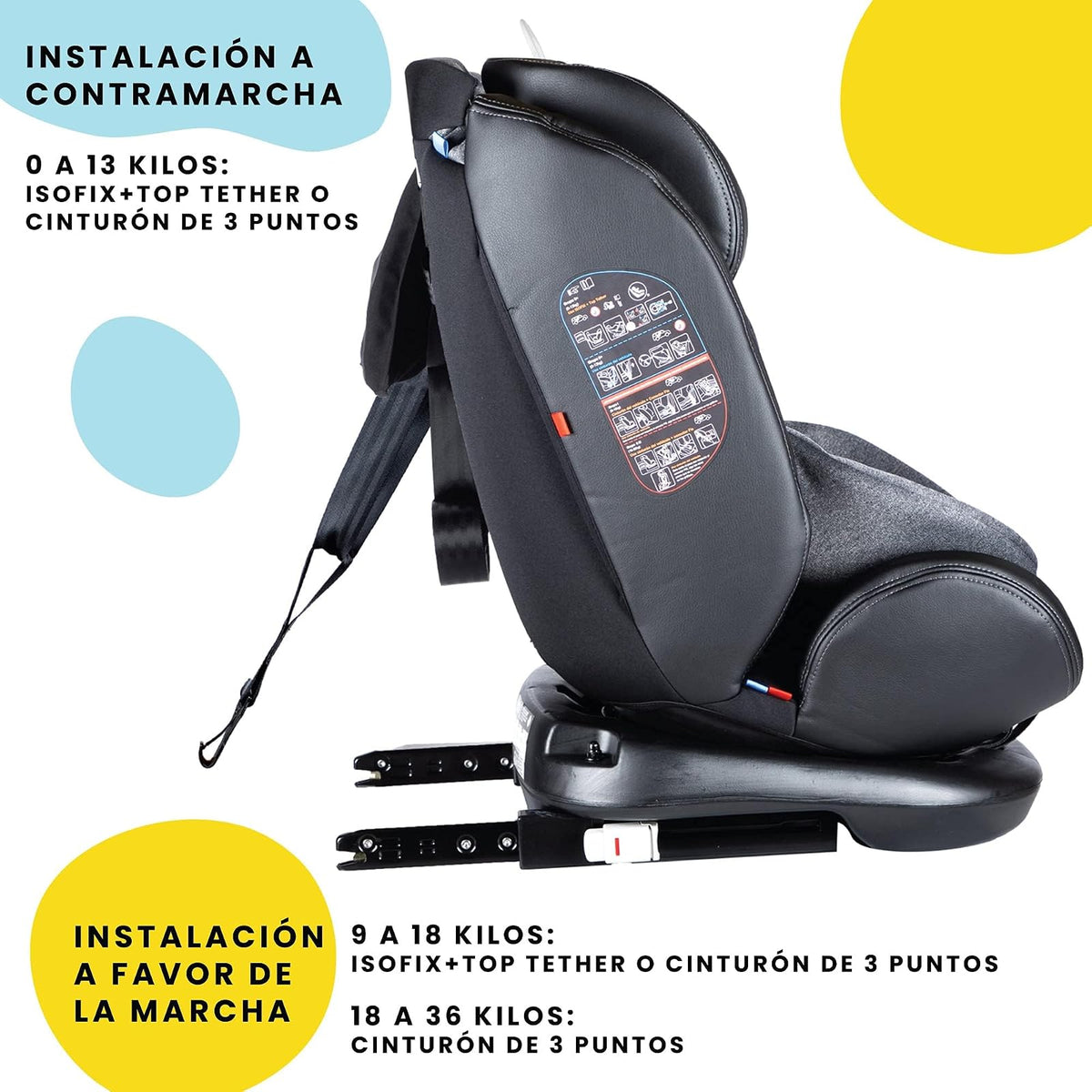 Safety 1st Autoasiento Giro. Con Sistema de Rotaci?n 360 Grados, Desde Reci?n Nacido hasta 36 Kilos, Harn?s de 5 Puntos y Almohadas Laterales, 4 Posiciones de Reclinaci?n, Fundas Removibles