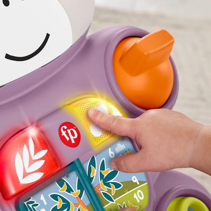 Fisher-Price Andadera Aprende Conmigo Amigo Mono 6+ Meses | Música y actividades interactivas, mango ergonómico y base de 4 ruedas