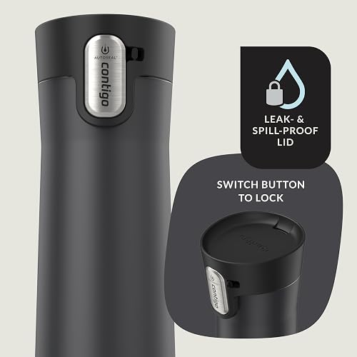 Contigo West Loop 3.0 - Taza de viaje aislada de acero inoxidable, a prueba de fugas con tapa autosello, 24 onzas, color negro mate