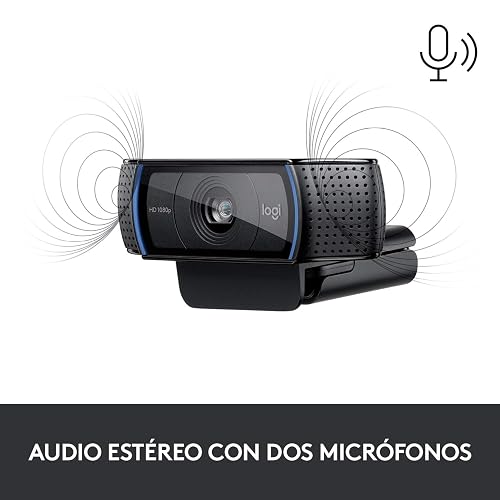 Logitech C920s HD Pro Webcam, Camara para PC con Tapa de Privacidad, Videoconferencias 108ОР Full HD, Sonido Estéreo, Corrección de lluminación, Negra