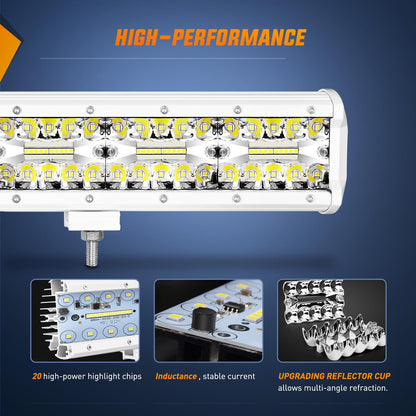 Nilight 18062CW Barra de Luz LED de Navegación Marina de 12 Pulgadas, Combo Punto/Inundación Blanco, para Barco