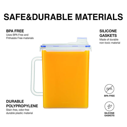 LocknLock - Jarra de agua para puerta de refrigerador, con asa, sin BPA, con tapa de rosca, perfecta para hacer tés y jugos, 1 galón, transparente
