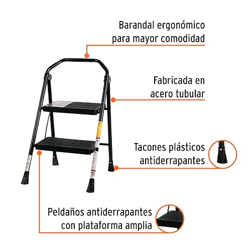 Escalera Tubular, Plegable, 2 peldaños, Truper