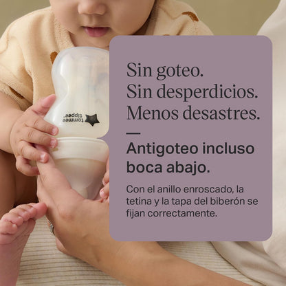 Tommee Tippee Tetinas Natural Start, Alimento Espeso, 6m+ | Paquete de 2, Tipo Pecho para Agarre Natural, Válvula Anticólicos, Silicona Suave, Libre de BPA