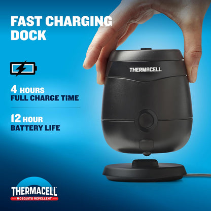 Thermacell E-ZoneGuard Patio Max repelente recargable contra mosquitos con zona de 20 pies de protección al aire libre científicamente probada; batería de 12 horas; recarga de 36 horas; alternativa al