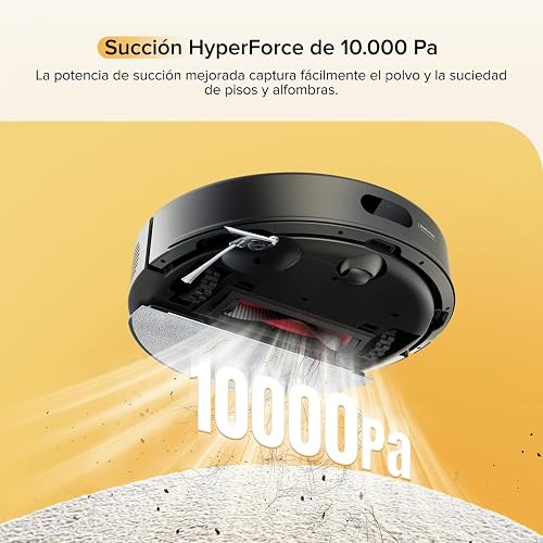 roborock Q7 M5 Robot Aspirador y Trapeador, Succión HyperForce de 10,000 Pa, Sistema Doble Antienredos, Mopa Controlada por Aplicación, Navegación LiDAR, para Pelo y Alfombras (Negro)​