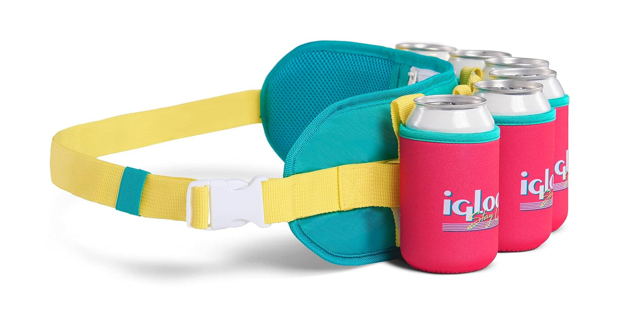 Igloo 90s Retro Collection Fanny Pack Portable Cooler with Front Pocket and Adjustable Waist Strap Holds 3 Cans
