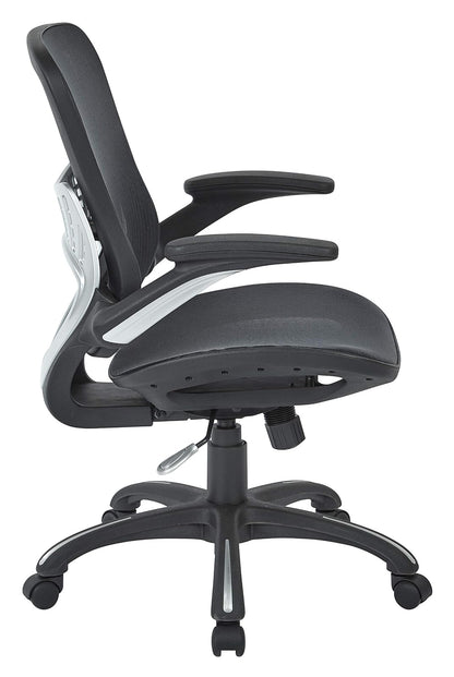 Office Star Riley - Silla de computadora ventilada con Asiento y Respaldo de Malla Transpirable, Base Negra con Negro
