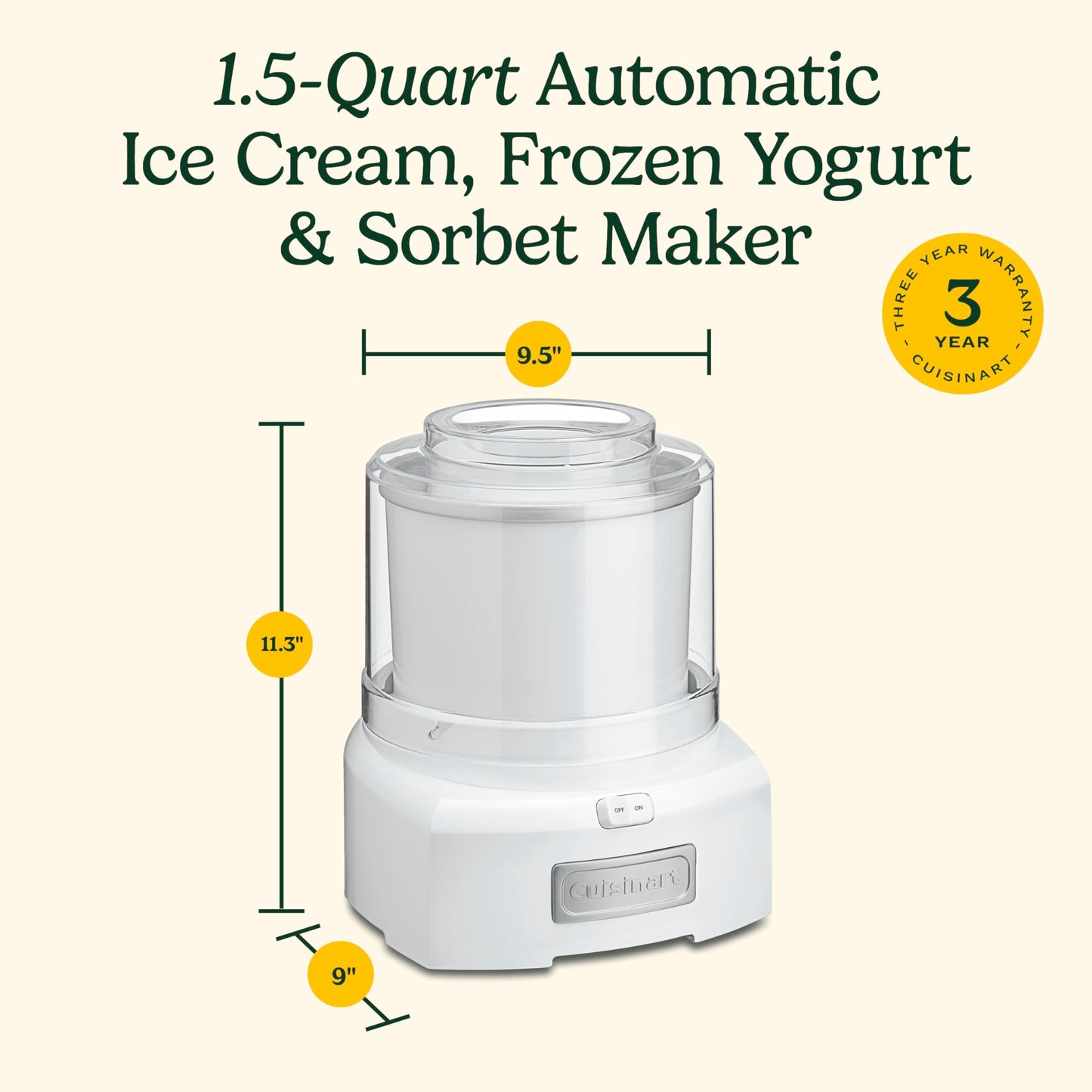 Cuisinart Automatic Frozen Yogurt Máquina para hacer helado y sorbete