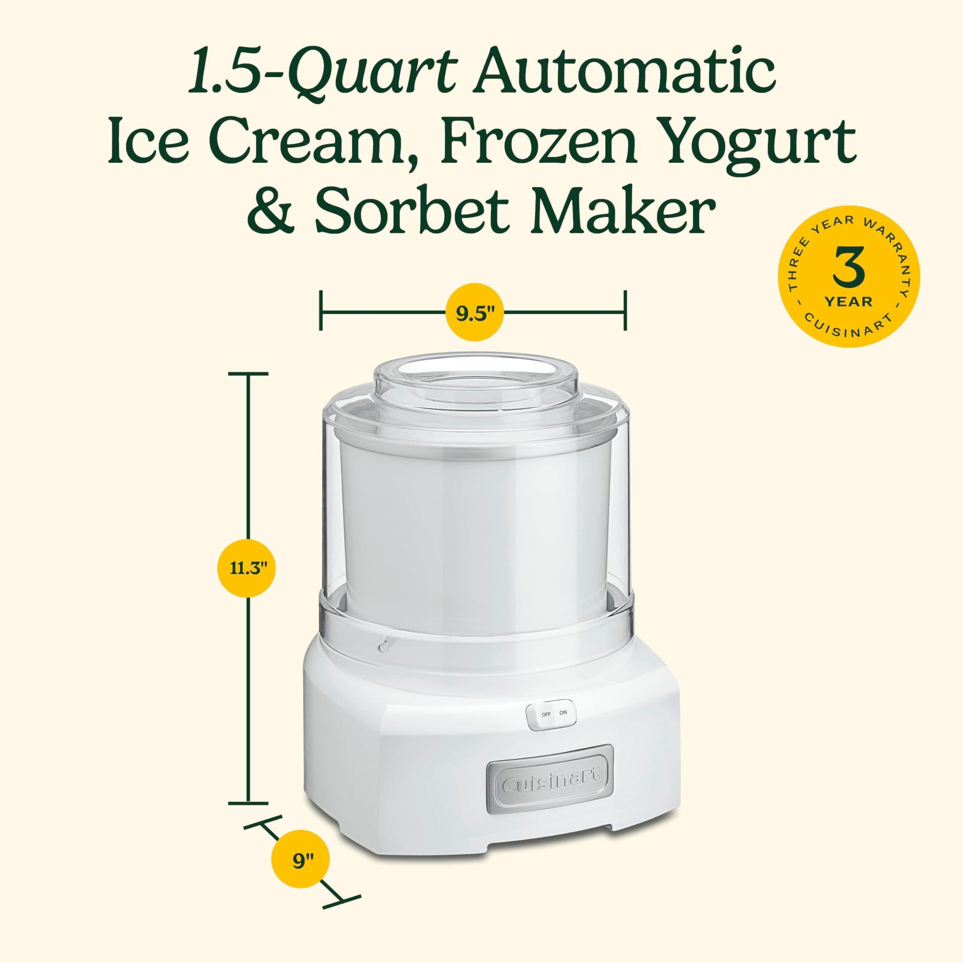Cuisinart Automatic Frozen Yogurt Máquina para hacer helado y sorbete