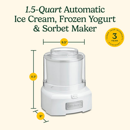 Cuisinart Automatic Frozen Yogurt Máquina para hacer helado y sorbete