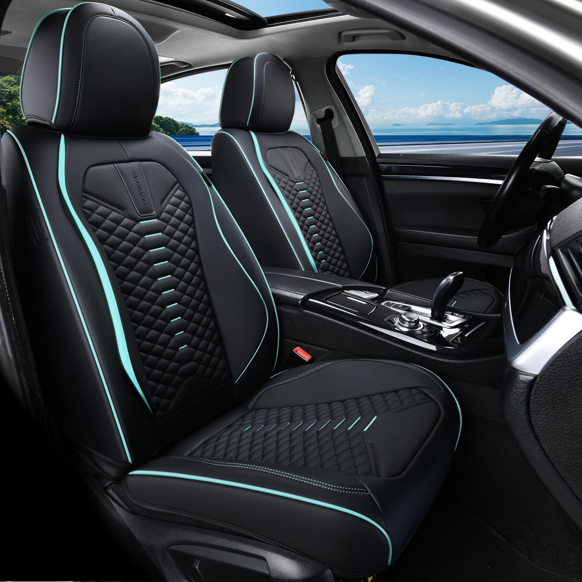 Coverado Fundas de Asiento de Automóvil, Fundas de Asiento Delantero, Paquete de 2 Fundas universales para Asiento de Automóvil, Fundas de Asiento Impermeables de Piel de Nappa, Protectores de Asiento de