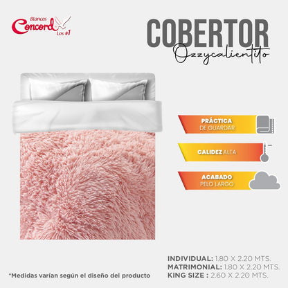 Colchas Concord Cobertor Pachi Flannel, Color Rosa, 100% Poliéster, Tamaño King Size, Queen Size, Manta Cálida y Suave para Cama, Ideal para Invierno, 1 Pieza