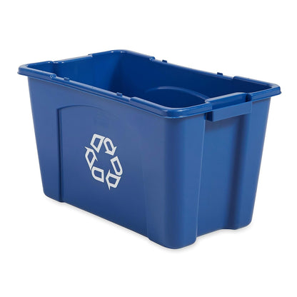 Rubbermaid Commercial Products – Caja de Reciclaje Apilable con Asas Integradas para Fácil Transporte, Bote Resistente para Interiores y Exteriores, Capacidad de 68 L, Azul FG571873BLUE
