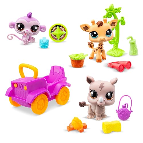 Littlest Pet Shop Safari Mascotas #53,#54, #55, LPS Bobble Head Play Pack Set de Figuras Coleccionables para Niñas Original de Bandai