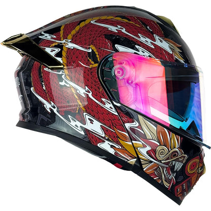 KOV Casco Thunder Quetzalcoatl Rojo Abatible Dot Talla XXL