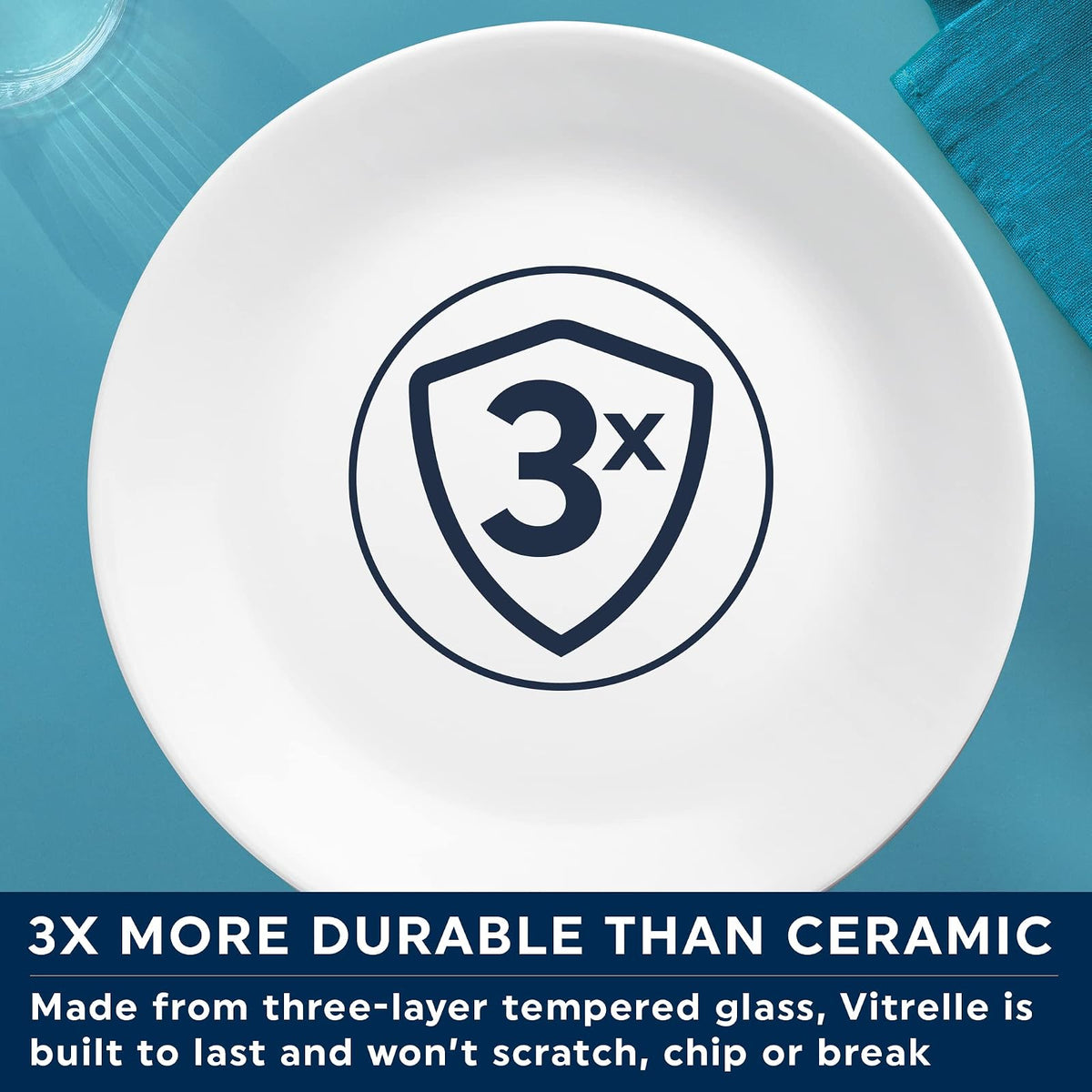 Corelle Vitrelle Juego de 4 Cuencos de 18 oz | Blanco, resistente a chips y grietas, vidrio, alta durabilidad