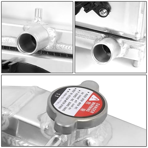 DNA Motoring Radiador de 2 Filas con Cubierta de Ventilador para Honda Civic/Del Sol/Integra MT 1992-2001, RA+FS-HC92-42-2