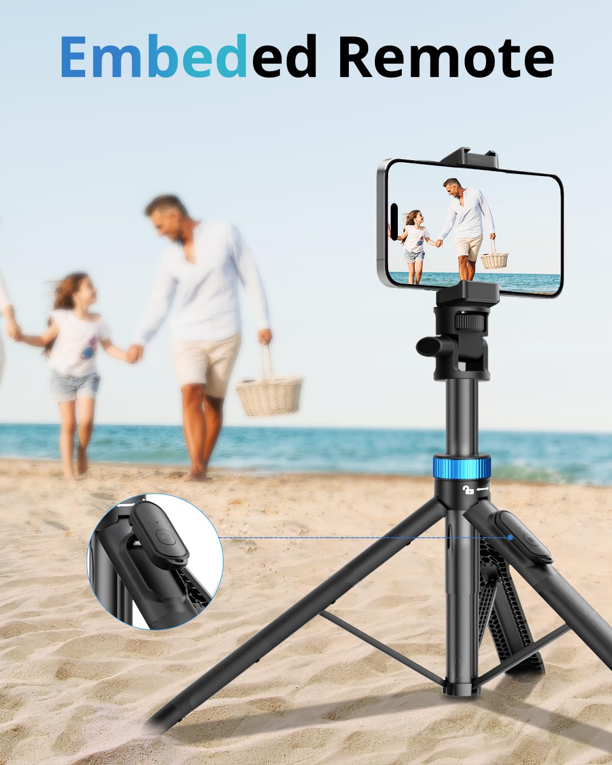UBeesize Trípode 72" con Control Remoto. Estable y portátil para iPhone, Android y cámaras