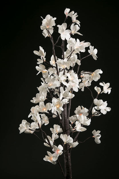 Running LW-0007 Figura Decorativa Iluminada Arbol, 80 Leds Flores, Blanco/Café