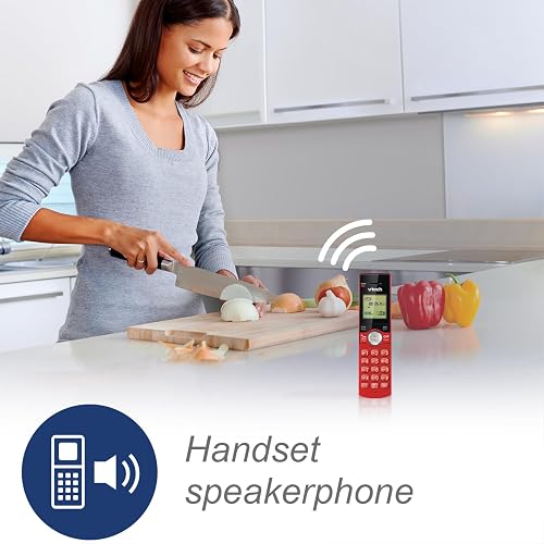 VTech - Teléfono inalámbrico ampliable DECT 6.0 CS6919-16 con identificador de llamadas y altavoz, rojo WLM