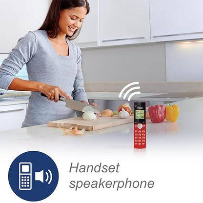 VTech - Teléfono inalámbrico ampliable DECT 6.0 CS6919-16 con identificador de llamadas y altavoz, rojo WLM