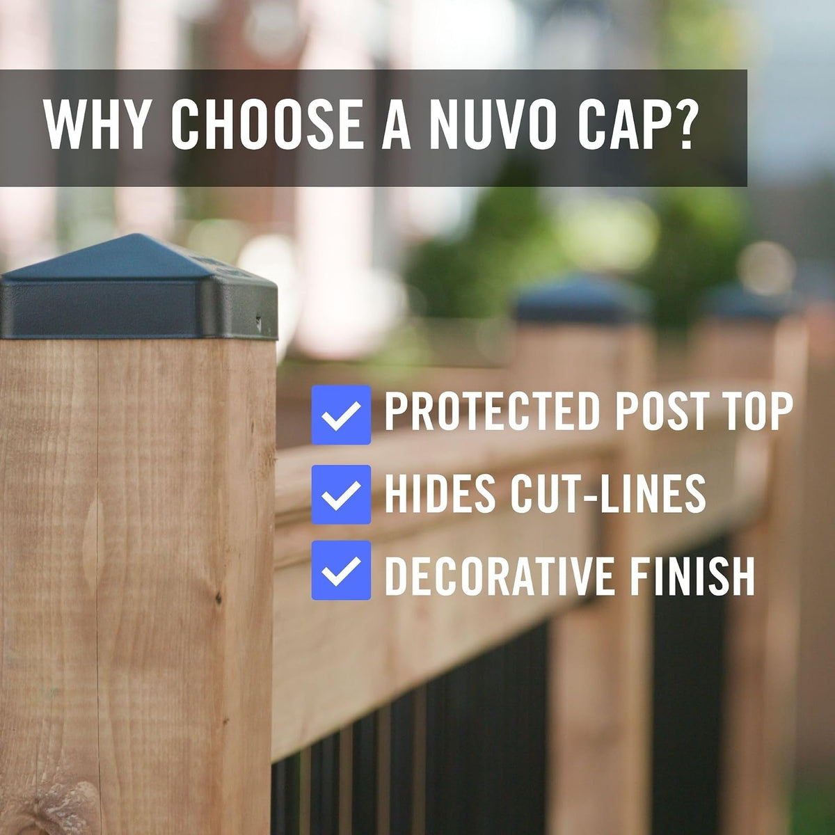 Nuvo Iron US-PCP12BLK US-6 Eazy Pyramid Cap 6 x 6 pulgadas (se adapta a más de 6 x 6 pulgadas, postes cuadrados nominales de EE. UU.), negro