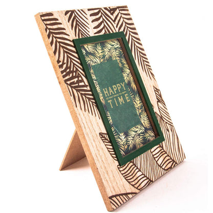 running 2523101 Decora Portarretratos Cajas p/Llaves Porta Retrato de MDF 4x6 café/Verde Hojas grabadas, Color, Pack of/Paquete de 1
