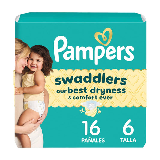 Diapers Size 6, 16 Count - Pampers Swaddlers Disposable Baby Diapers, Jumbo Pack (Packaging May Vary)