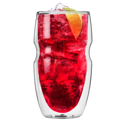 Vasos de doble vidrio Serafino, para cafés y tés fríos, con capacidad de 475 ml. Set de 2 vasos de vidrio con aislante