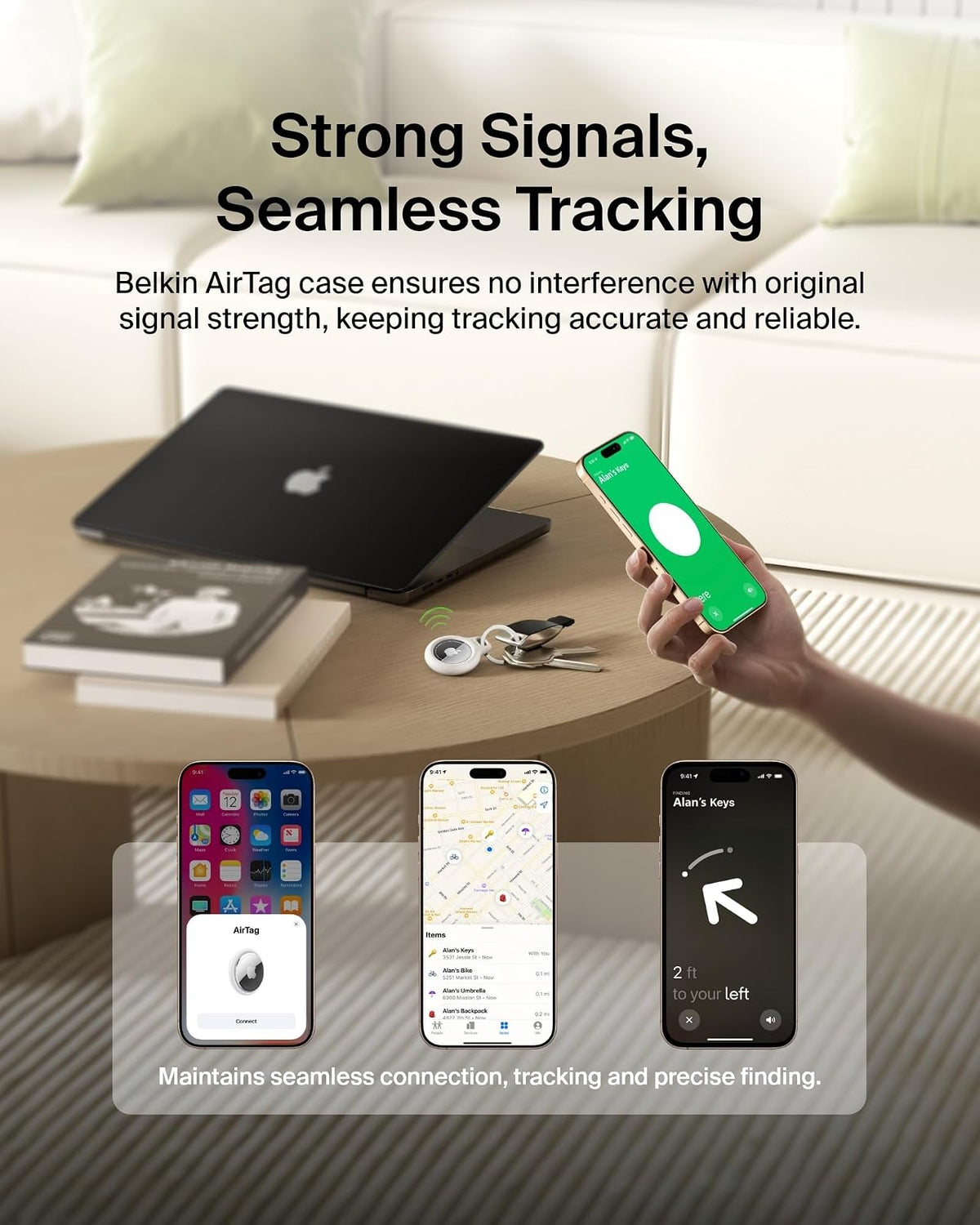 Belkin MSC002BTWH Secure Holder con Llavero para AirTag, Blanco